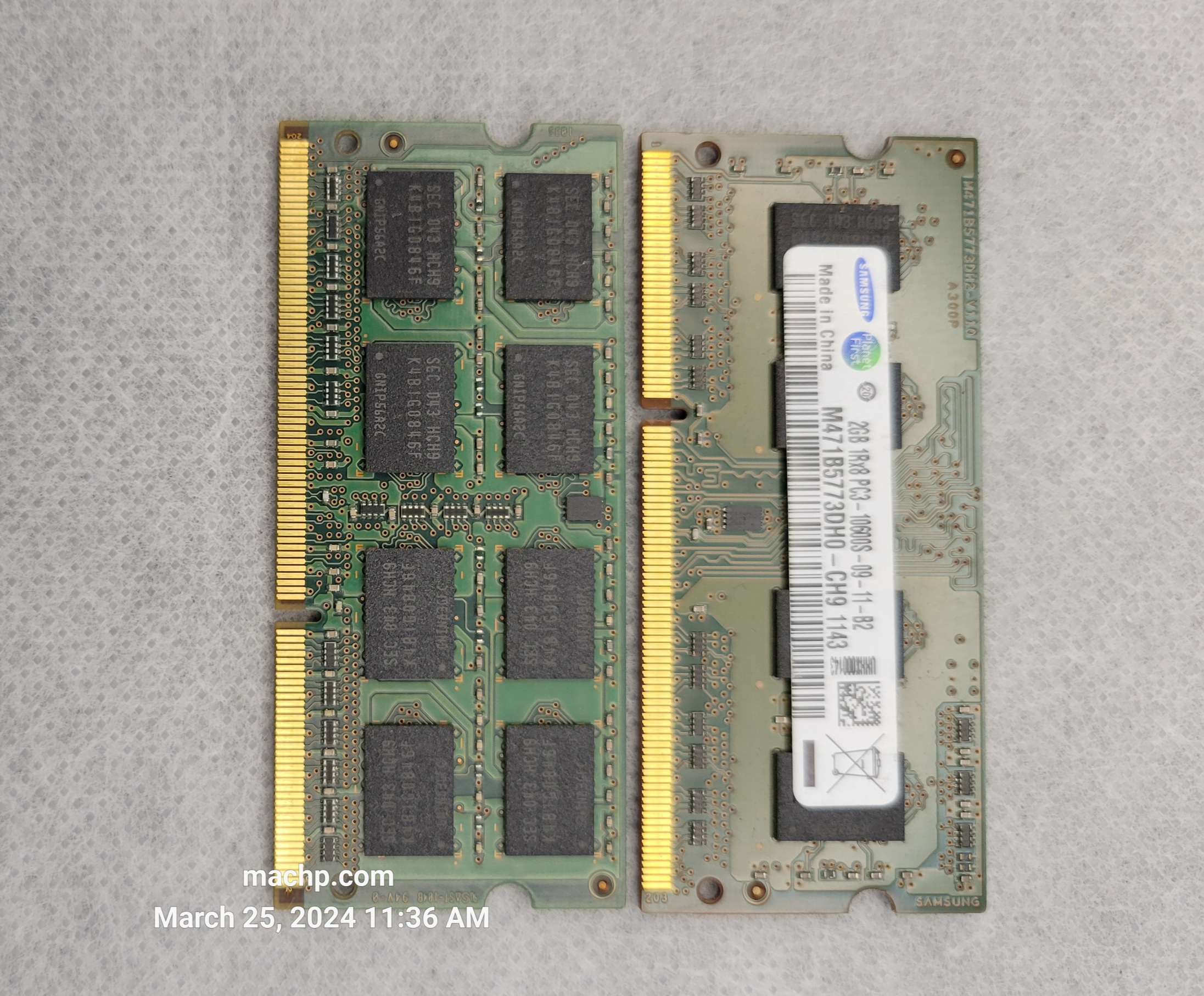 Macbook Pro 2GB 2Rx8 PC3 10600S memory modules Samsung